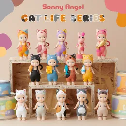 Dollkroppar delar Sonny Angel Cat Life Series Blind Box Toys Action Anime Figur Kawaii Mystery Model Designer Gift Y Surprise 230603