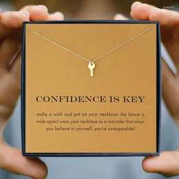 Pendant Necklaces Icareu Confidence Key Wish Women Simple Clavicle Chain Choker Valentine's Day Gift Box Set 2023