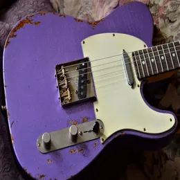 High Quality Electric Guitar Relic Sparkle Purple Over 3TS aged TL guitar4355717