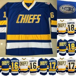 C2604 Mit Charlestown Jersey Herren Hanson Brother Slap Shot 16 17 18 HANSON Movie Hockey Jersey Günstig Schneller Versand Blau Weiß S-3XL