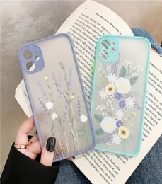 Fashion Flowers Matte Phone Cases For iPhone 12 11 Pro Max XS XR 7 8 Plus Camera Lens Protector Cover7234224