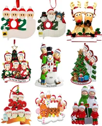 Nuovi ornamenti natalizi personalizzati Sopravvissuto Quarantena Famiglia 2 3 4 5 6 Maschera Pupazzo di neve Mano disinfettata Natale Decorazione Penna creativa3517153