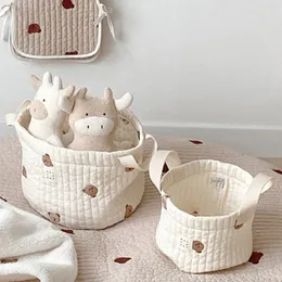 Diaper Pails Refills Cute Bear Embroidery Diaper Bag Nappy Organizer Cotton Mommy Bag born Baby Kids Storage Bags Basket for Laundry Clothes Toys 230603