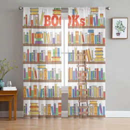 Vorhang Cartoon Bücherregal Tüll Vorhänge für Wohnzimmer Schlafzimmer Küche Dekoration Chiffon Sheer Voile Fenster Custom Drape