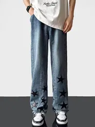Jeans da uomo Vintage Star Patched Boyfriend Pantaloni lunghi larghi dritti da uomo Abbigliamento da uomo