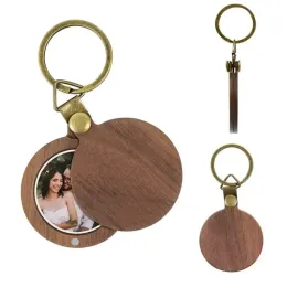 Niestandardowe zdjęcie kluczyka przychylność Prezenty spersonalizowane wygrawerowane zdjęcie nazwa Keyring Wood Key Key For Women Man Mother's Day