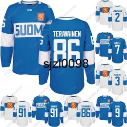 SJ98 2016 2016 Puchar Świata Hokeja Drużyna Finlandii Jersey Lehtera Koivu Lindell Maatta Barkov Jokipakka Teravainen Custom Men Men Młodzież Hoceky Jerseys