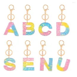 Keychains Qiamni 26 ord Inledande nyckelringharts A-Z Keyring Letters Candy Color Pendant Purse Handväska smycken Tillbehör gåva