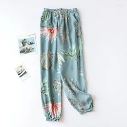 Damska odzież sutna piżama damskie letnie letnie spodnie Latarniste Pants Anti Mosquito Home Loose Air Warunking Cienka bawełniana piżama