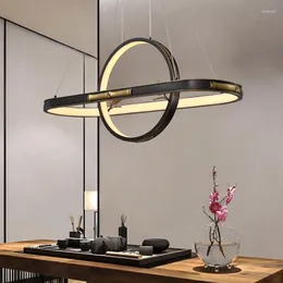 Pendant Lamps Chinese Style Living Room Dining Chandelier Creative Minimalist Art All Copper Antique Lighting