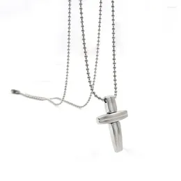 Naszyjniki wiszące matowe srebrne kolorowe wisywanie krzyżowe dla mężczyzn stal nierdzewna biżuteria religijna Naszyjnik 1 kawałek