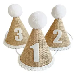 Party Hats 13x9cm Birthday Hat For Little Baby 1 2 3 Year Boy Girl Decorations 230603