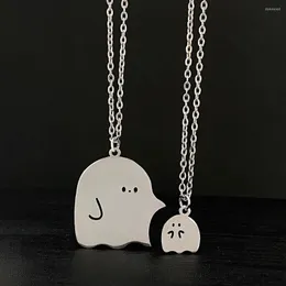 Chains Titanium Steel Cartoon Couple Ghost Hugging Necklace For Women Fashion Pendants Love Valentine's Day Jewelry
