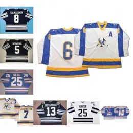 C2604 Thr Edmonton Roadrunners 7 Liddington 6 Rollins 10 Broten 8 Tony Salmelainen 5 Jeff Woywitka 25 JJ Hunter 28 Platt 33 Mikko Luoma Hokey Jersey