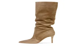 Boots Suede Knee High Slouch Slip On Shoes Winter Slouchy Long Woman Heel Latest Camel Ladies Tall Boot Stiletto7175163