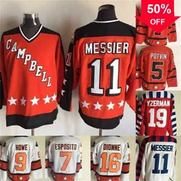 Mag Mit Campbell All Star Game koszulki 1 Eddie Giacomin 16 Marcel Dionne 4 Bobby Orr 7 Paul Coffey 10 Guy Lafleur 11 Mark Messier Hockey Jerseys