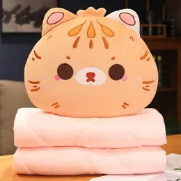 Plush Dolls Cute Cartoon Cat Pillowquilt 2 w 1 Sleeping Cushion 230603