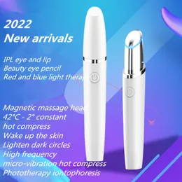 Eye Massager Selling Mini Electric Beauty Wand Red Blue Light Therapy Heated Vibration Lip Eye Bag Massage Pen Lifting Eye Relax 230603