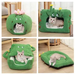 Cat Beds Pet Bed Deep Sleep Litter Mat Basket For Cat's House Enclosed Cactus Wacky Soft Sofa Pets Tent Cozy Cave Indoor