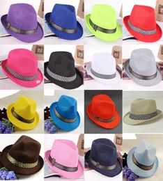 10 Colors Men Women Children Sun Hats Soft Fedora Panama Hats Summer Spring Outdoor Jazz Stingy Brim Caps Fashion Street Top Hats 3266197