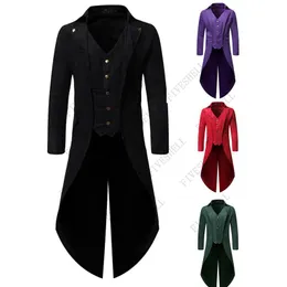 Blazers 2023 Vintage Gothic Steampunk Dress Vest Men Red Slim Fit Sleeveless Vest Waistcoat Men Halloween Cosplay Costume Homme