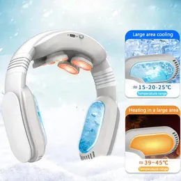 Conditioners Mini Neck Fan Portable Bladeless Fan Usb Rechargeable Electric Pulse Neck Massager Air Cooler Cooling Wearable Neckband Fans