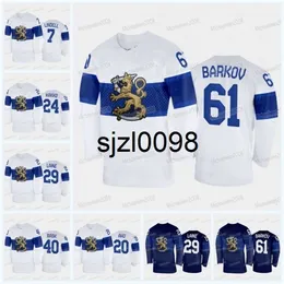 Sj98 MitNess Team Finland 2022 Beijing Winter Hockey Jersey Aleksander Barkov Tuukka Rask Juuse Saros Patrik Laine Kaapo Kakko Aho Esa Lindell