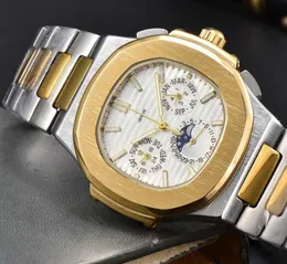 Luksusowe wysokiej jakości Pateks nautilus 5740 zegarki dla mężczyzn 44 mm wszystkie wskaźniki Work Chronograph kwarcowe zegarek skórzane boss Business Waterproof Designer Watch