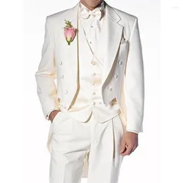 Men's Suits Latest Customized High-Quality Ivory White Ltalian Fashion Men's Suit Wedding Groomsmen Slim Groom Tuxedo (Top Pants Vest)
