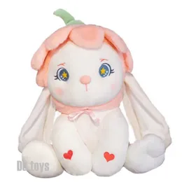 Plush Pillows Cushions Peach Petal Flower Shape hat Red Heart Bunny PLushie Stuffed Big Eyes Lolita White Rabbit Toy Cuddly Gift for Girl Birth 230603