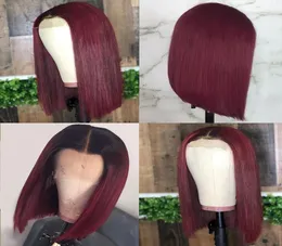 Straight Burgundy Bob Lace Front Wigs 99J Lace Front Human Hair Wigs Brazilian Wig Preplucked With Baby Hair Jazz Star NonRemy4138693