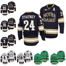 SJ98 Ceonotre Dame Fighting Irish 2022 NCAA Bölgesel Finalleri Donanma Hokey Forması Landon Slaggert Matt Galajda Jesse Lansdell Max Ellis Leivermann