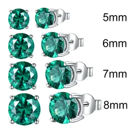 UMCHO SOLID 925 Sterling Silver Emerald Gemstone Stud Earrings for Women Engagement Wedding Valentine's Day Gift Classic Jewelry