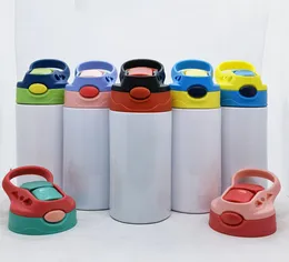 12 Oz Kids Stainless Steel Sublimation Blanks Straight Tumbler Thermos Mugs Straw Cap Water Bottle Portable Sippy Cup Student Spor5787589