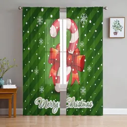 Vorhang Frohe Christams Candy Tüll Vorhänge für Wohnzimmer Schlafzimmer Küche Dekoration Chiffon Sheer Voile Fenster benutzerdefinierte Drape