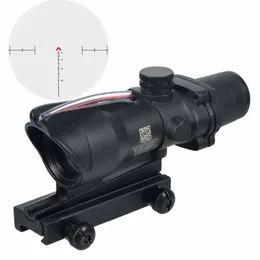 ACOG 4X32 Fiber Optics Green Red Dot Illuminated Chevron Glass Etched Reticle Tactical Optical Magnifier Scope Hunting Sight-Red