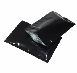 7510CM 100PCS Glossy Black Resealable Plastic Pouch Double Side Metallic Mylar Aluminum Foil Zip Lock Bag Flat Bottom Zip ag8718458
