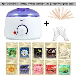 Epilatör Parafin Balmumu Isıtıcı 200cc Mini Balmumu Isıtıcı Ayakları Mini Spa El Makine Gövdesi Depilatory 1Machine+ 400g Balmumu Fasulyesi+ 10 PCS Çıkartma