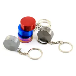 Mini-Schlüsselanhänger aus Zinklegierung, Tabakmühle, 2 Schichten, 30 mm, Kräutermühlen, Schlüsselanhänger, tragbares Pfeifen-Rauchzubehör