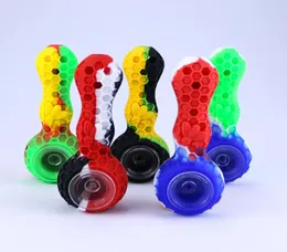 New design unbreakable Silicone Pipes Hookah Mini Tobacco Hand Pipe Dab Oil Rig Bong nail smoking water8084998