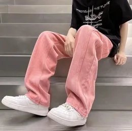 Men039s Jeans Summer Pink Men Fashion Harajuku Casual Baggy Streetwear Hip Hop Loose Straight Denim Pants Mens Trousers S3XLMe3350557