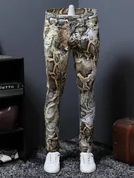 WholeMens Snake Skin Print Camoflague Original Slim Hip Hop Rock Jeans Pants Men Skinny Jeans Streetwear 29386501047