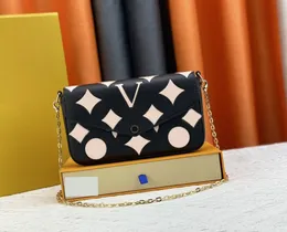 Designer womens shoulder bag luxury Pochette Felicie handbags embossed flower letter Empreinte leather chain Evening bags ladies mini fashion makeup purses