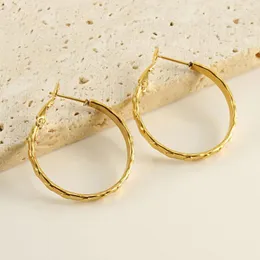 Hoop Earrings Love Heart Pattern Linked Big Hoops For Women Classic Gold Color Stainless Steel Jewelry Oorbellen Aretes Arose