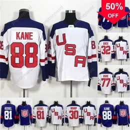 MAG MIT 2016ワールドカップブランクチームUSAホッケージャージ32ジョナサンクイック67 Max Pacioretty 77 TJ Oshie 81 Phil Kessel 88 Patrick Kane Hockey Jersey