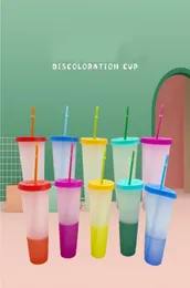 24oz Color Changing Cup Magic Plastic Drinking Tumblers with Lid and Straw Reusable Clear Colors Cold Cup Summer Beer Mugs CCA12576377502
