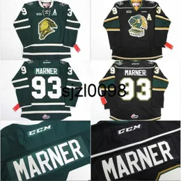 SJ98 #93 Mitch Marner Jersey Ohl London Knights CCM Premer 7185 Mitch Marner Mens 100% sömnad broderi ishockeytröjor Green Black