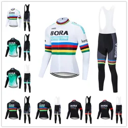 Bora Team Cycling Long Sleevess Jerseys Bib Sets Cycling Jersey Gel Pad Bike Set Mtb Sobycle Ropa Ciclismo Abbigliamento da ciclismo da uomo Z6416296