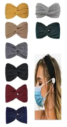 New Headbands for Nurses with Buttons for Mask Non Slip Elastic Hair Bands for Women Knotted Boho Stretchy Criss Cross Turban Head6814297