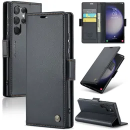 Caseme Leather Flip Stand Case для Samsung Galaxy S23 Ultra S22 S21 S20 Fe Примечание 20ultra Shockper -Card Slots Holder Cover Phone